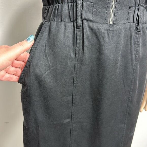 Bohme Black Roll Tab Sleeve Elastic Waist Utility Dress Size S - Picture 3 of 10